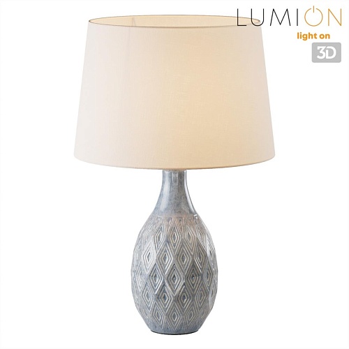 картинка LUMION 8138/1T MODERNI LN26 494 серый/белый, керамика/текстиль Настольная лампа Е27 1*60W 220V YARA