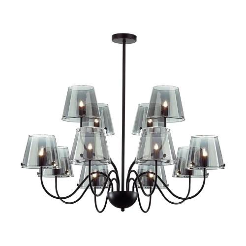 картинка LUMION 6570/12C MODERNI LN26 212 черный/дымчатый/металл/стекло Люстра потолочная G9 12*20W 220V SMOK
