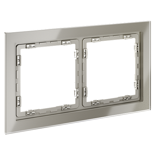 картинка Рамка стеклянная VOLTUM S70 на 2 поста, (шелк, стекло)