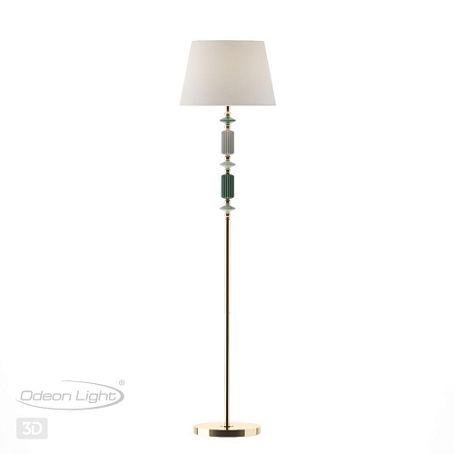 картинка ODEON LIGHT 4861/1FA CLASSIC ODL_EX22 133 золотой/раноцветн.керамика/абажур Торшер E27 1*60W 4861/1F