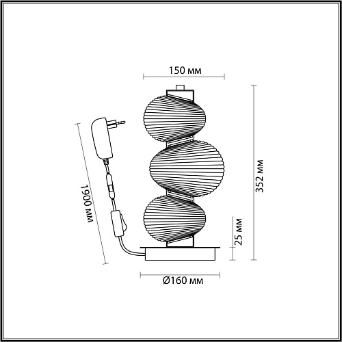 картинка ODEON LIGHT 5095/12TL L-VISION ODL25 359 латунный/янтарный градиент/металл/стекло Настольная лампа L