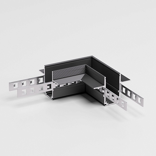 картинка Elektrostandard Slim Magnetic Коннектор угловой для встраиваемого шинопровода под ГКЛ 12,5мм черный 