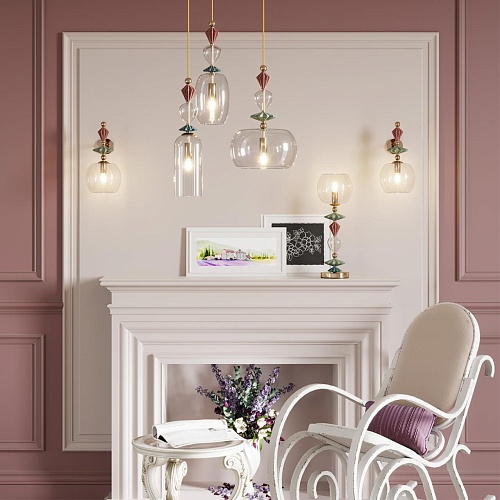 картинка ODEON LIGHT 4855/1T CLASSIC ODL_EX21 137 золото/разноцветн./керамика/стекло Настольная лампа E14 1*4