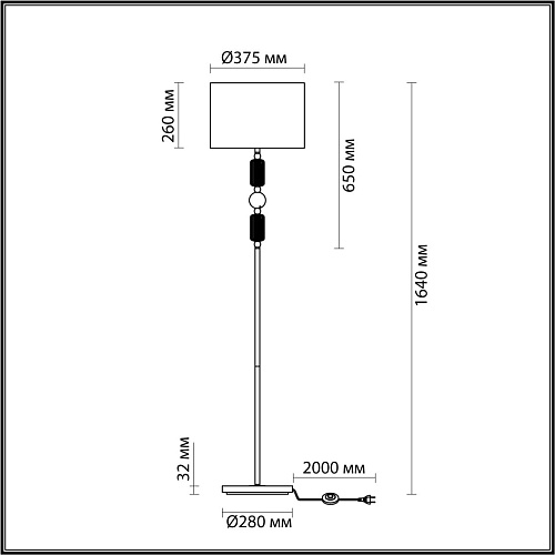 картинка ODEON LIGHT 4861/1F CLASSIC ODL_EX22 132 золотой/раноцветн.керамика/стекло Торшер E27 1*60W 4861/1F 