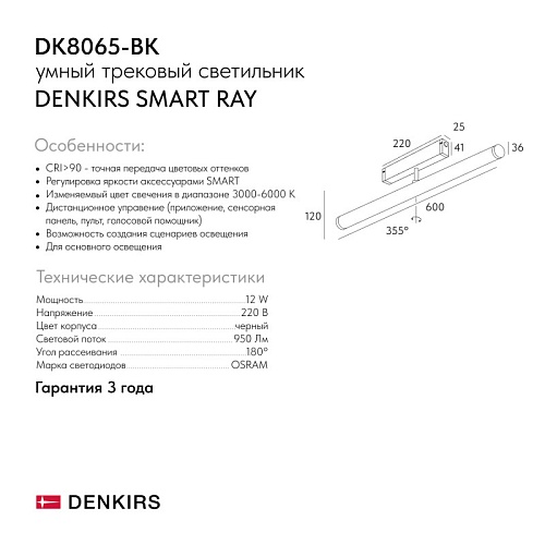 картинка Denkirs Трековый светильник  DK8065-BK