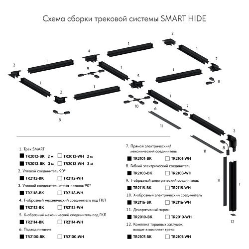картинка Denkirs Встраиваемый шинопровод  TR2012-BK