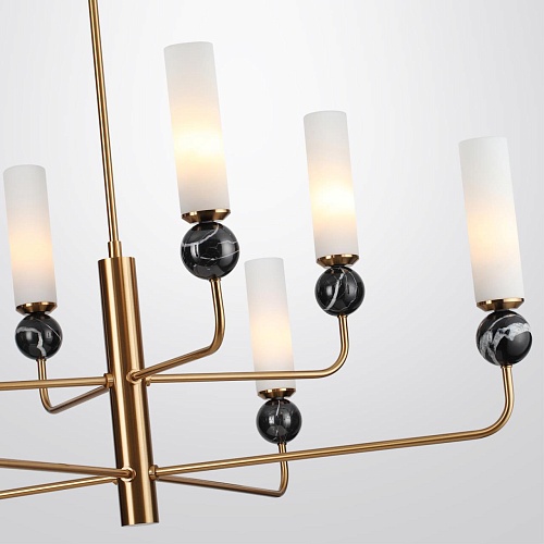 картинка ODEON LIGHT 4361/8 MIDCENT ODL26 173 под латунь/металл/стекло/черный мрамор IP20 8*E14 40W 220V LOLL