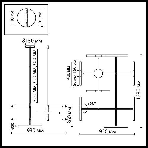 картинка ODEON LIGHT 4306/16 HIGHTECH ODL26 277 светильник бронзовый/акрилл/металл IP20 G9 40W *16 180° 220V 
