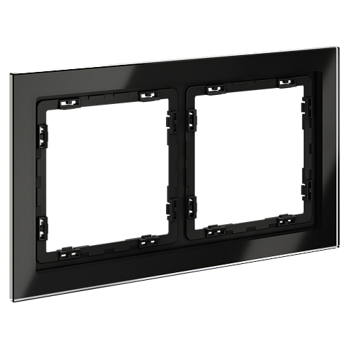 картинка Рамка стеклянная VOLTUM S70 на 2 поста, (черный,стекло)