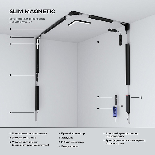 картинка Elektrostandard Slim Magnetic Коннектор угловой внутренний для встраиваемого шинопровода под ГКЛ 12,