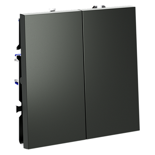 картинка Выключатель встраиваемый VOLTUM S70 двухклавишный 10А, (титан)