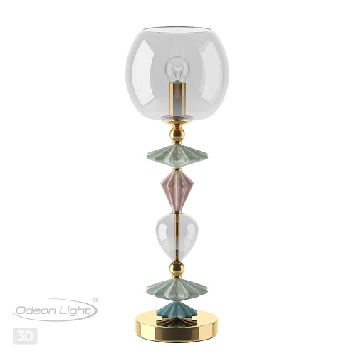 картинка ODEON LIGHT 4855/1T CLASSIC ODL_EX21 137 золото/разноцветн./керамика/стекло Настольная лампа E14 1*4
