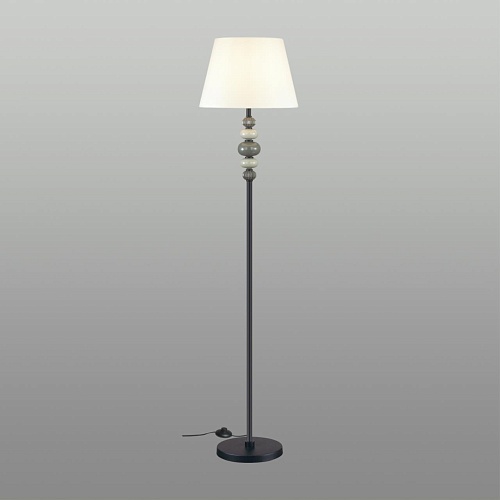 картинка ODEON LIGHT 4896/1F MODERN ODL_EX23 109 черный матов./серый/молочный металл/керамика/ткань Торшер E2