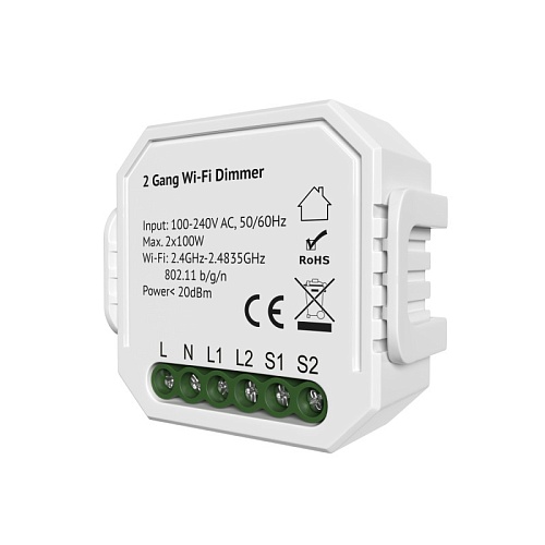 картинка Denkirs Двухканальное Wi-Fi реле-диммер  RL1004-DM/1