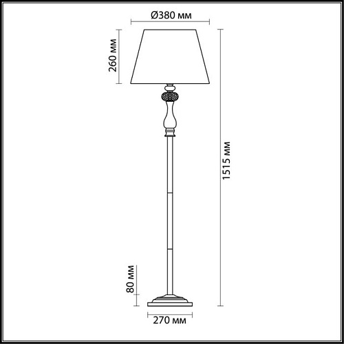картинка ODEON LIGHT 3390/1F CLASSIC ODL17 649 мат. зол/абажур ткань/хрусталь Торшер E14 40W 220V AURELIA