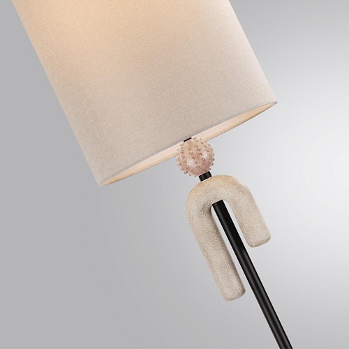 картинка ODEON LIGHT 5410/1F MODERN ODL_EX23 113 черный матовый/бежевый /металл/полирезин/ткань Торшер E27 1*