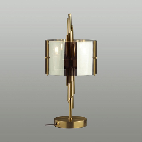 картинка ODEON LIGHT 4895/2T MODERN ODL_EX23 000 бронзовый/дымчатый/металл/стекло Настольная лампа E27 2*40W 