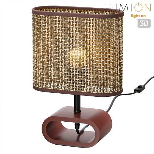картинка LUMION 8200/1T COUNTY LN26 511 кофейный/коричневый, дерево/текстиль Настольная лампа E27 1*60W 220V 