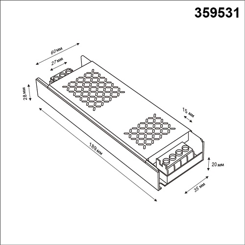 картинка NOVOTECH 359531 DRIVE NT25 142 никель Выносной драйвер IP20 300W 48V