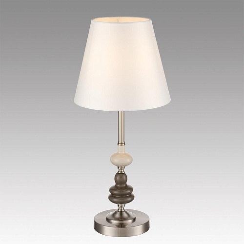 картинка LUMION 8283/1T CLASSI LN26 051 никель/белый, металл/керамика/текстиль Настольная лампа Е14 1*40W 220
