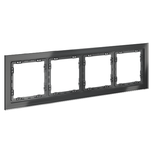 картинка Рамка стеклянная VOLTUM S70 на 4 поста, (графит, стекло)