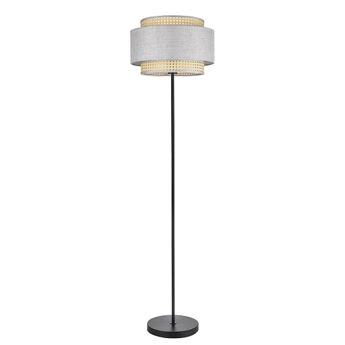 картинка LUMION 8043/1F MODERNI LN26 338 черный/серый/бежевый, металл/текстиль/ротанг Торшер Е27 1*60W 220V L