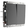 картинка WERKEL Выключатель двухклавишный проходной (графит рифленый) W1122004