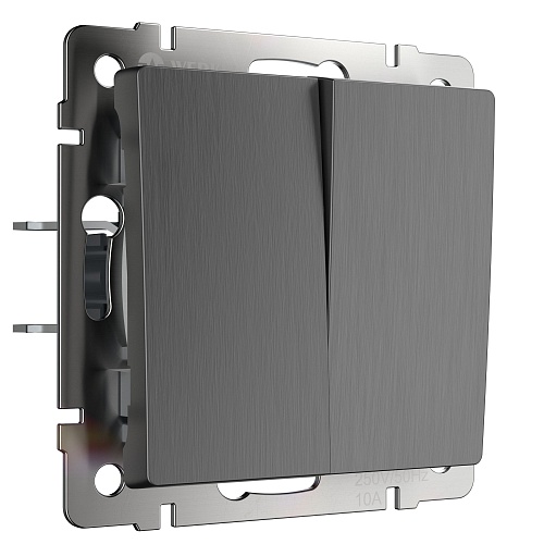 картинка WERKEL Выключатель двухклавишный проходной (графит рифленый) W1122004