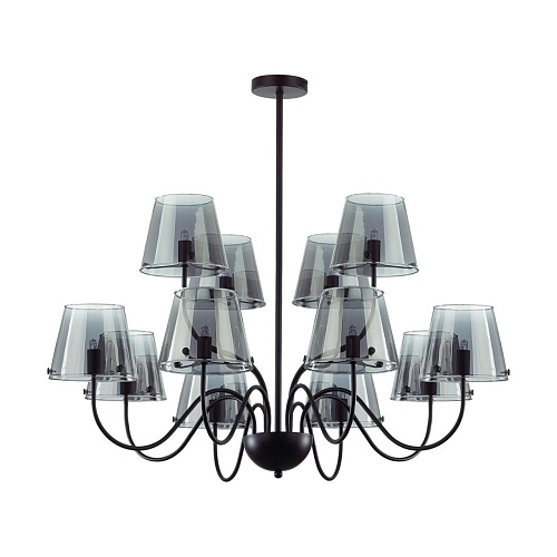 картинка LUMION 6570/12C MODERNI LN26 212 черный/дымчатый/металл/стекло Люстра потолочная G9 12*20W 220V SMOK