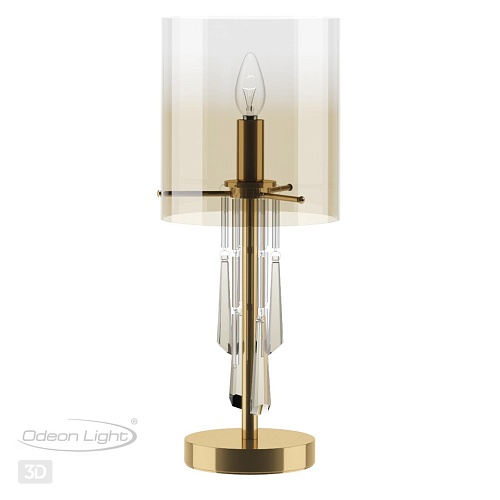 картинка ODEON LIGHT 4886/1T HALL ODL_EX23 153 бронзовый/янтарн./металл/стекло Настольная лампа E14 1*40W NIC