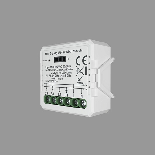 картинка Denkirs Двухканальное Wi-Fi реле-выключатель  RL1002-SM
