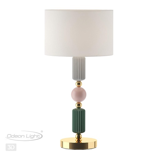 картинка ODEON LIGHT 4861/1T CLASSIC ODL_EX21 132 золото/разноцветн./керамика/абажур Настольная лампа E27 1*6