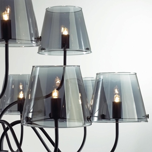 картинка LUMION 6570/12C MODERNI LN26 212 черный/дымчатый/металл/стекло Люстра потолочная G9 12*20W 220V SMOK