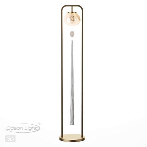 картинка ODEON LIGHT 5432/1F MODERN ODL_EX25 089 золотой(под латунь)/стекло/кисточка/агат Торшер E14 1*40W FI