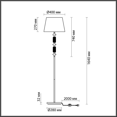 картинка ODEON LIGHT 4861/1FA CLASSIC ODL_EX22 133 золотой/раноцветн.керамика/абажур Торшер E27 1*60W 4861/1F
