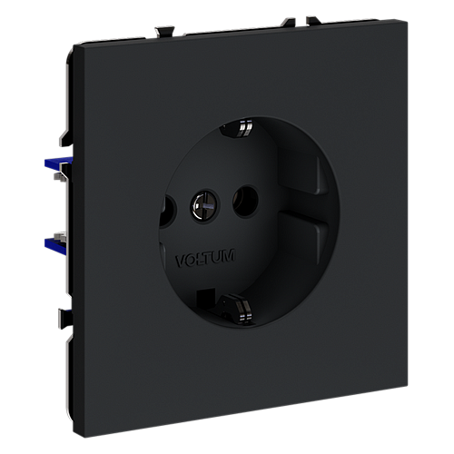 картинка Розетка встраиваемая VOLTUM S70 с заземлением 16А, (графит)