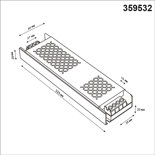 картинка NOVOTECH 359532 DRIVE NT25 142 никель Выносной драйвер IP20 400W 48V