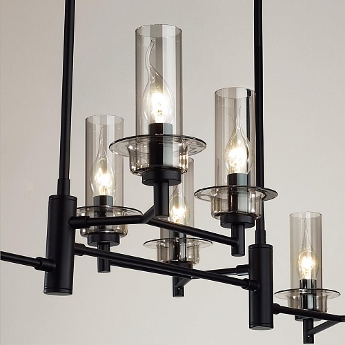 картинка LUMION 6555/8C CLASSI LN25 000 черный/дымчатый/металл/стекло Люстра потолочная E14 8*40W 220V MADONN