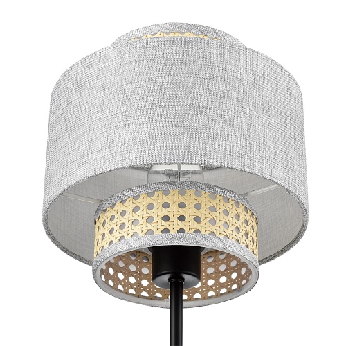 картинка LUMION 8043/1T MODERNI LN26 338 черный/серый/бежевый, металл/текстиль/ротанг Настольная лампа Е27 1*