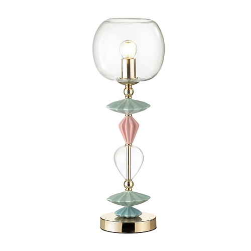 картинка ODEON LIGHT 4855/1T CLASSIC ODL_EX21 137 золото/разноцветн./керамика/стекло Настольная лампа E14 1*4