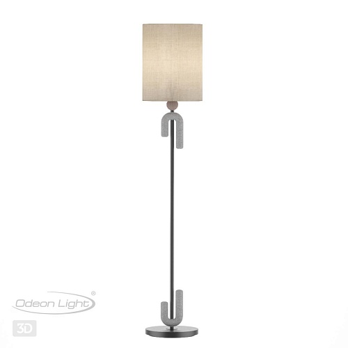 картинка ODEON LIGHT 5410/1F MODERN ODL_EX23 113 черный матовый/бежевый /металл/полирезин/ткань Торшер E27 1*