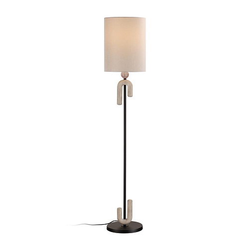 картинка ODEON LIGHT 5410/1F MODERN ODL_EX23 113 черный матовый/бежевый /металл/полирезин/ткань Торшер E27 1*