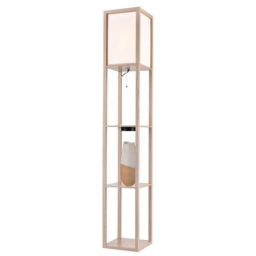 картинка LUMION 8091/1F COMFI LN26 459 дерево/белый, дерево/текстиль Торшер Е27 1*60W 220V PRACTIC