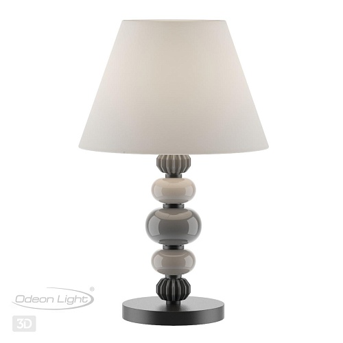картинка ODEON LIGHT 4896/1T MODERN ODL_EX23 109 черный матов./серый/молочный металл/керамика/ткань Настольна