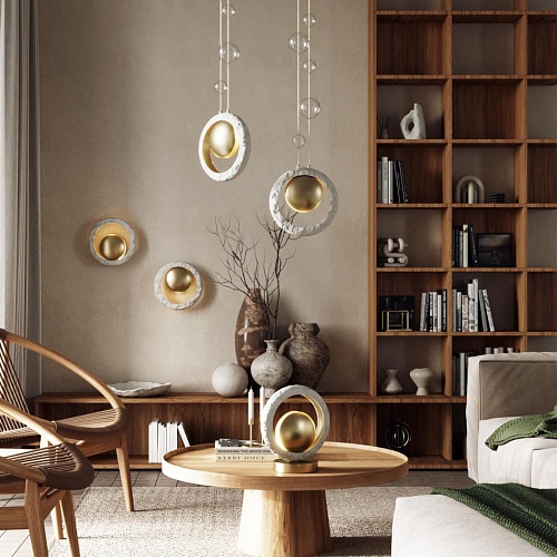 картинка ODEON LIGHT 5443/1T HIGHTECH ODL_EX25 037 сатинированн.латунь/беж./металл/полирезин Настольная лампа