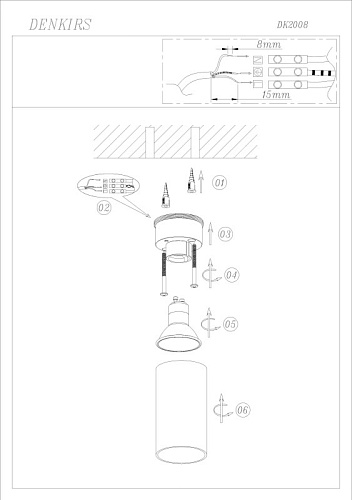 картинка Denkirs Точечный накладной светильник  DK2008-BK