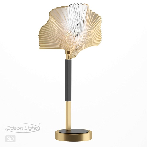 картинка ODEON LIGHT 4870/1T HALL ODL_EX22 000 золотой/чёрный/стекло Настольная лампа E14 1*40W VENTAGLIO