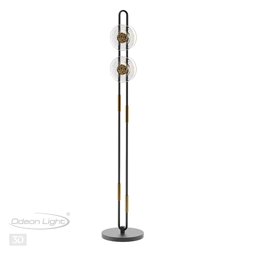 картинка ODEON LIGHT 5407/23FL MODERN ODL_EX24 101 черный/золотой/металл/стекло Торшер LED 23W 3000K 1940Лм M