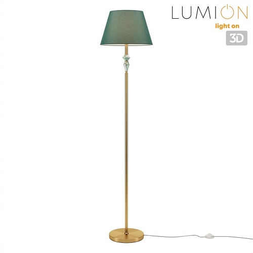 картинка LUMION 8275/1F CLASSI LN26 049 латунь/зеленый, металл/керамика/ткань Торшер Е27 1*60W 220V VERMONT