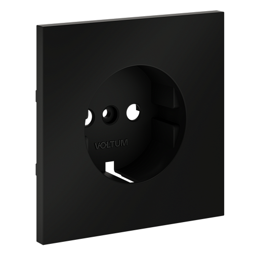картинка Voltum Накладка для розетки с заземлением, S70 (черный матовый)
